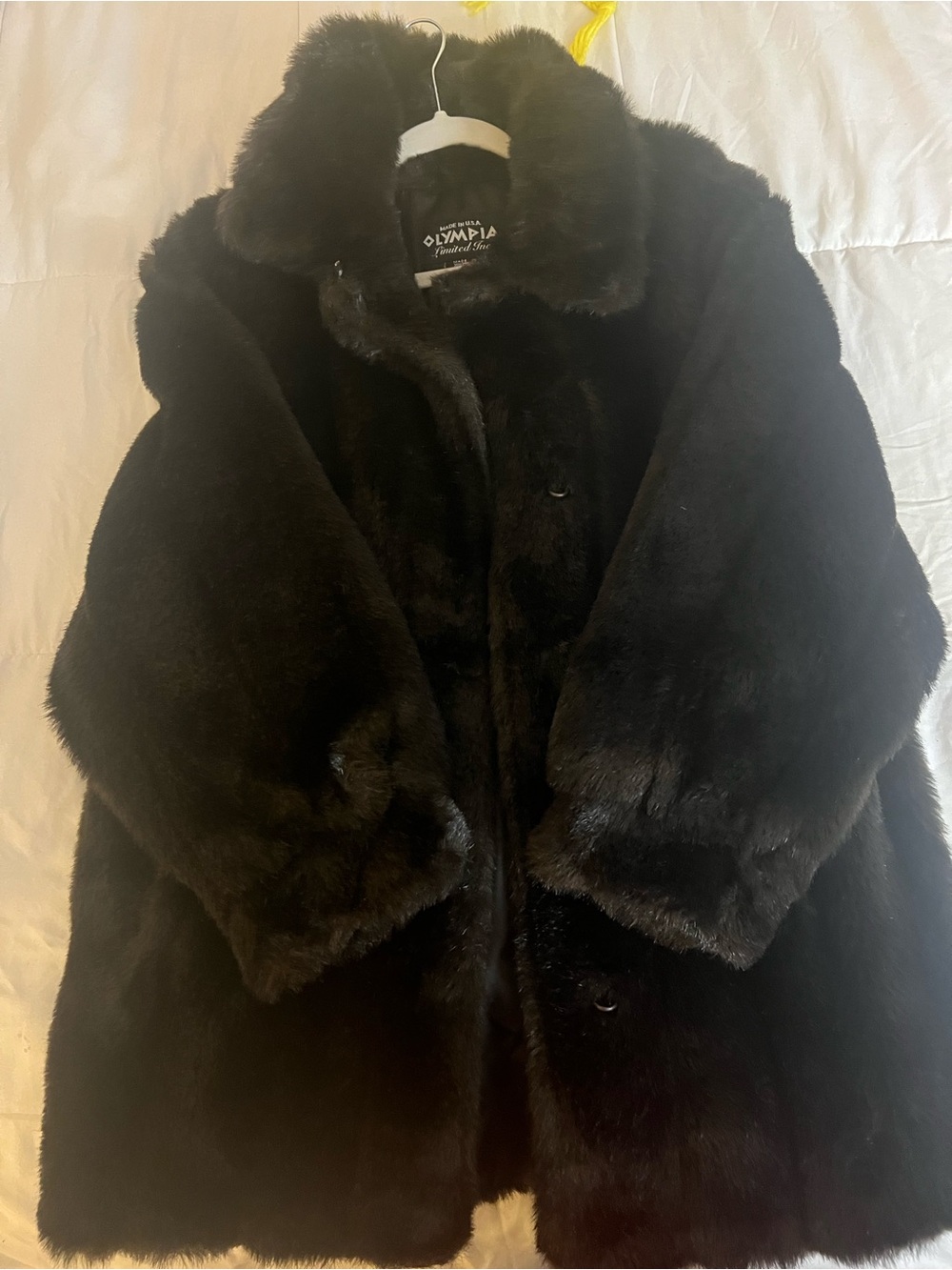 Olympia Black Faux Fur Teddy Coat - Women's Plush Winter Jacket